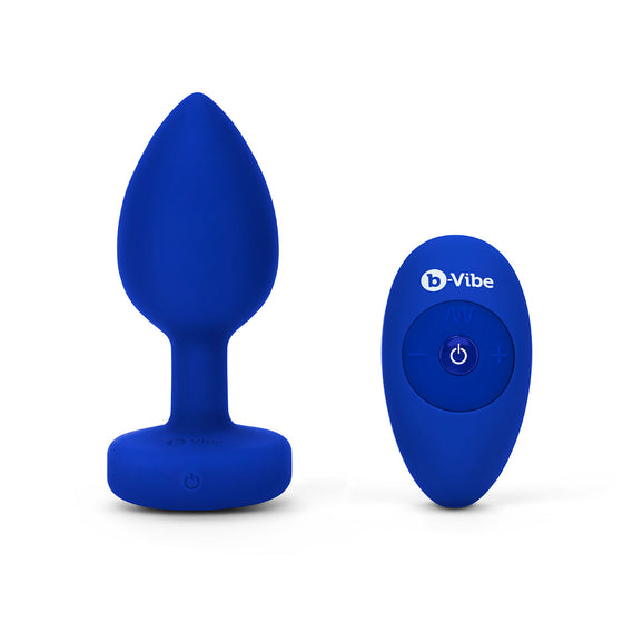 B-Vibe Vibrating Jewel Plug Large/X-Large - Blue Sapphire