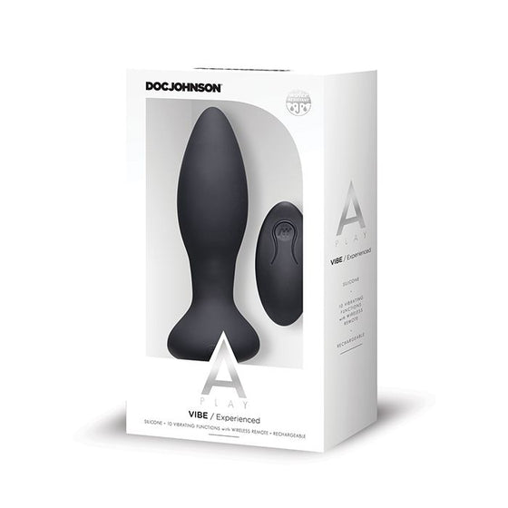 A Play Rechargeable Silicone Experienced Anal Plug w/Remote - Black