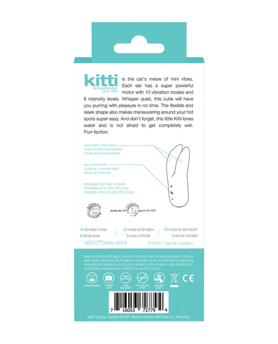 VeDO Kitti Rechargeable Dual Vibe - Tease Me Turquoise