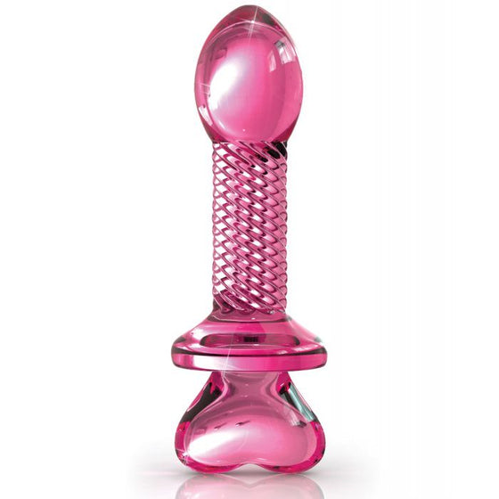 Icicles No. 82 Hand Blown Glass Butt Plug - Ribbed/Pink