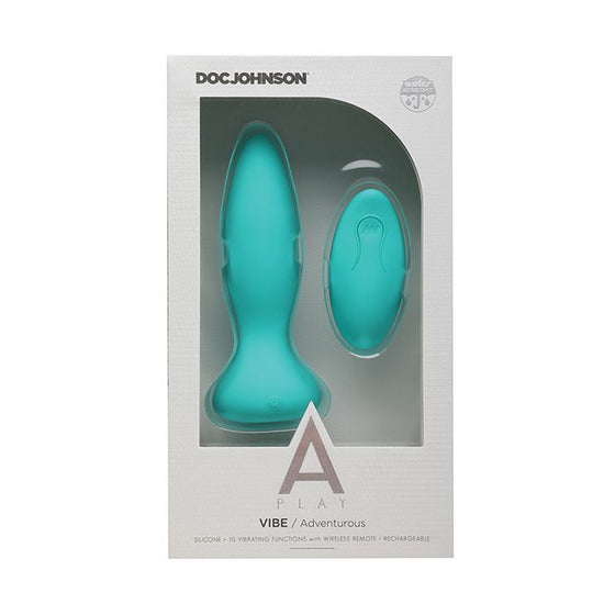 A Play Rechargeable Silicone Adventurous Anal Plug w/Remote - Teal