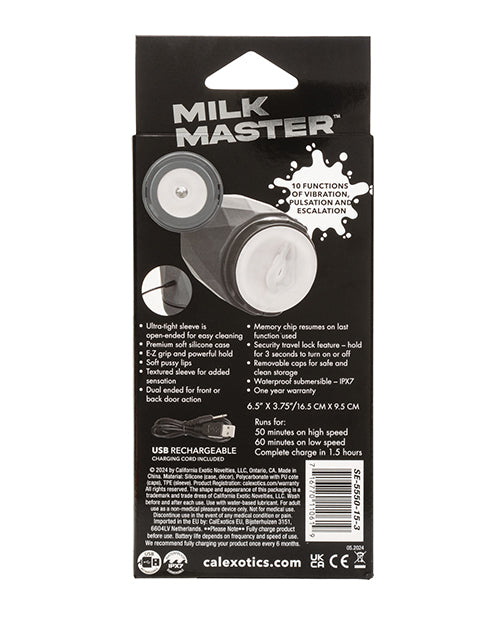 Milk Master Vibro Squeeze Pussy Stroker - Black