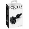 Icicles No. 77 Hand Blown Glass Rose Butt Plug - Black