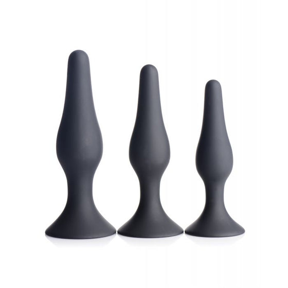 Master Series Triple Tapered Silicone Anal Trainer - Black Set of 3