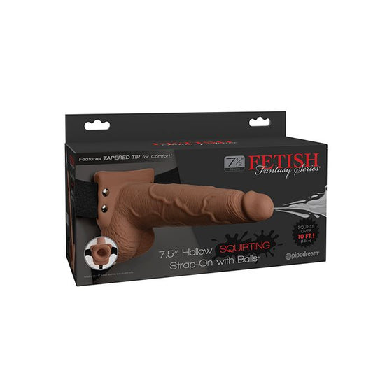 Fetish Fantasy Series 7.5" Hollow Squirting Strap On w/Balls - Tan