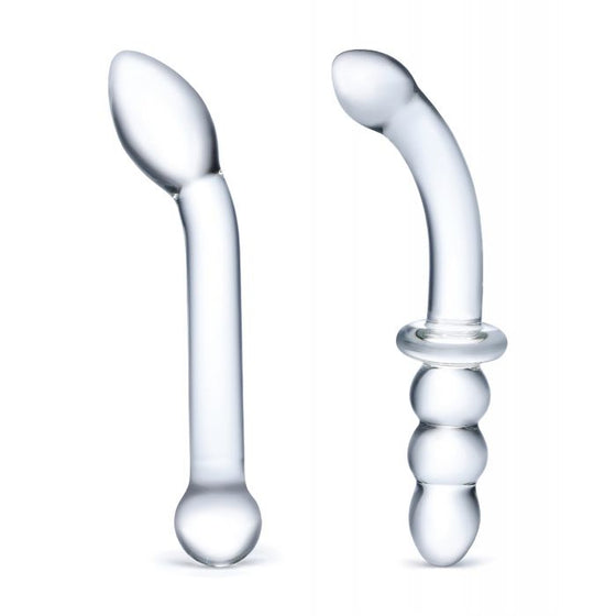 Glas 2 pc G-Spot Pleasure Glass Dildo Set - Clear