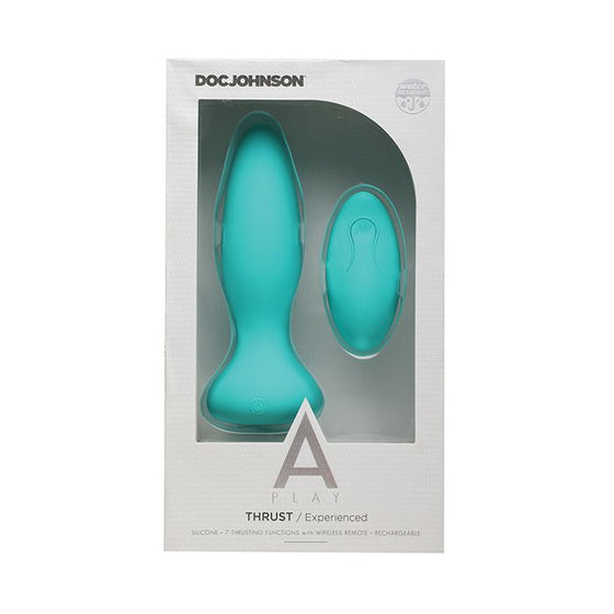 A Play Thrust Experienced Rechargeable Silicone Anal Plug w/Remote - Teal