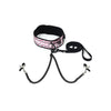 Spartacus Faux Leather Collar & Leash w/Black Nipple Clamps - Pink