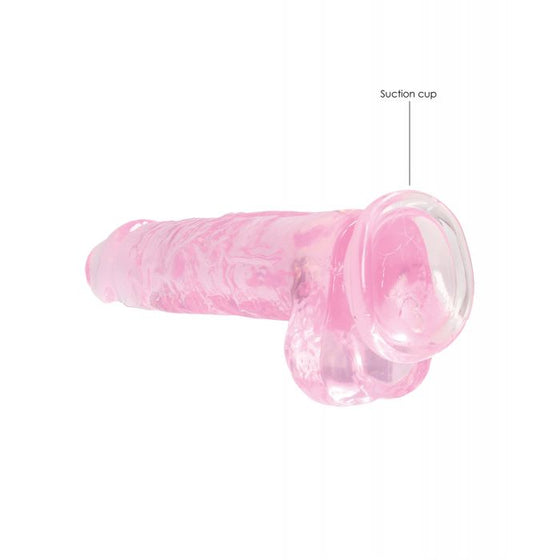 Shots RealRock Realistic Crystal Clear 8" Dildo w/Balls - Pink