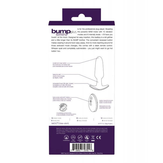 VeDO Bump Plus Rechargeable Remote Control Anal Vibe - Deep Purple