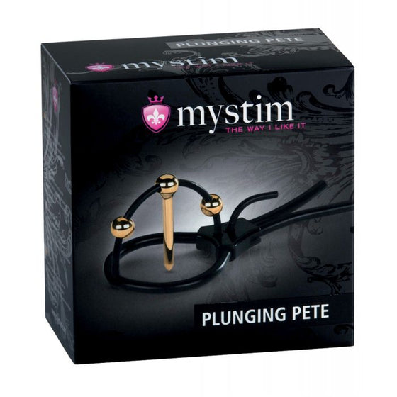 Mystim Plunging Pete w/Corona Strap & Urethral Sound - Black/Gold