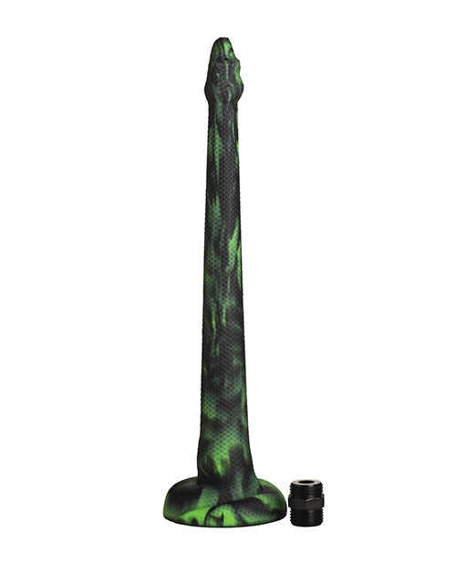 Creature Cocks Spitting Serpent Silicone Enema Snake - Black/Green