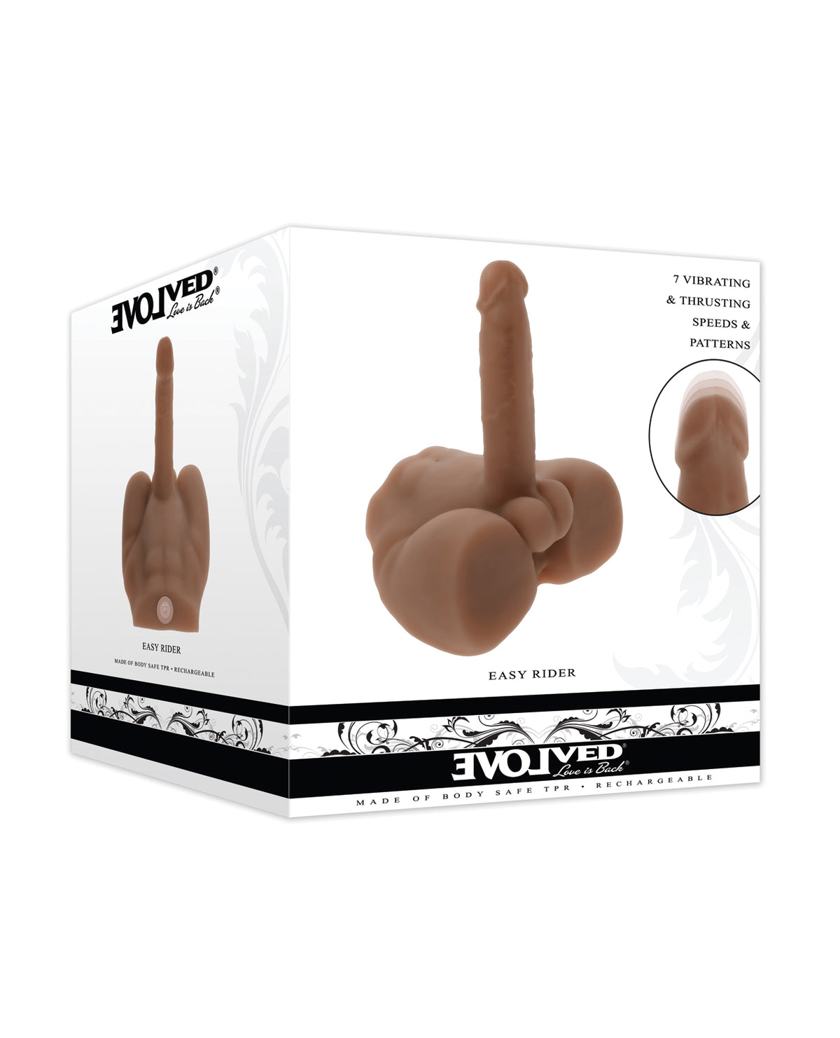 NO ETA Evolved Easy Rider Thrusting & Vibrating Life-Like Dildo - Dark