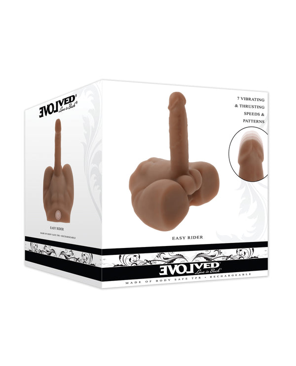 NO ETA Evolved Easy Rider Thrusting & Vibrating Life-Like Dildo - Dark