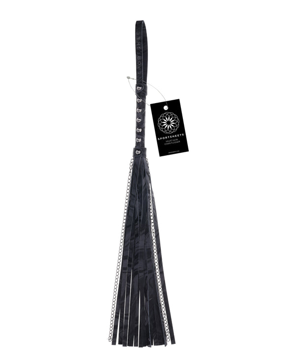 Sportsheets Velvet Noir Chain Flogger - Black