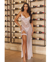 Livia Dot Mesh & Lace Underwire Gown & Garter 2 pc Set - White S/M