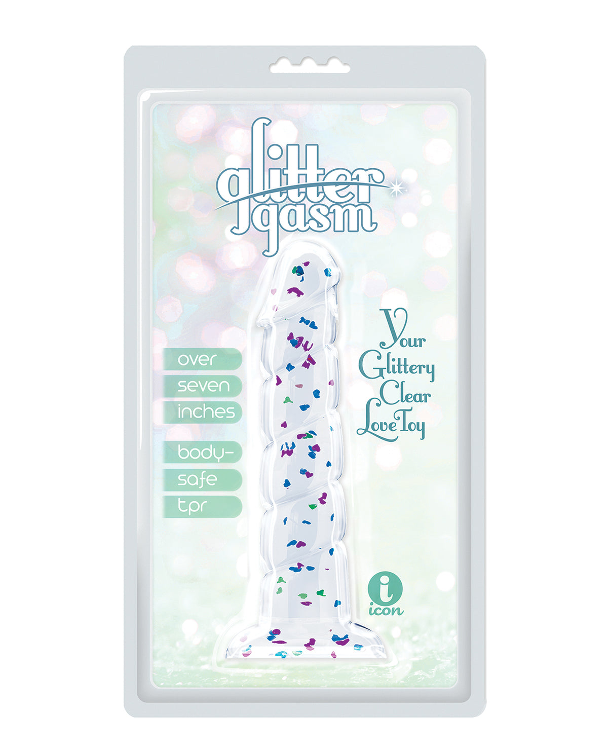 Glittergasm 7.5" Swirls Dildo - Blue/Purple/Violet