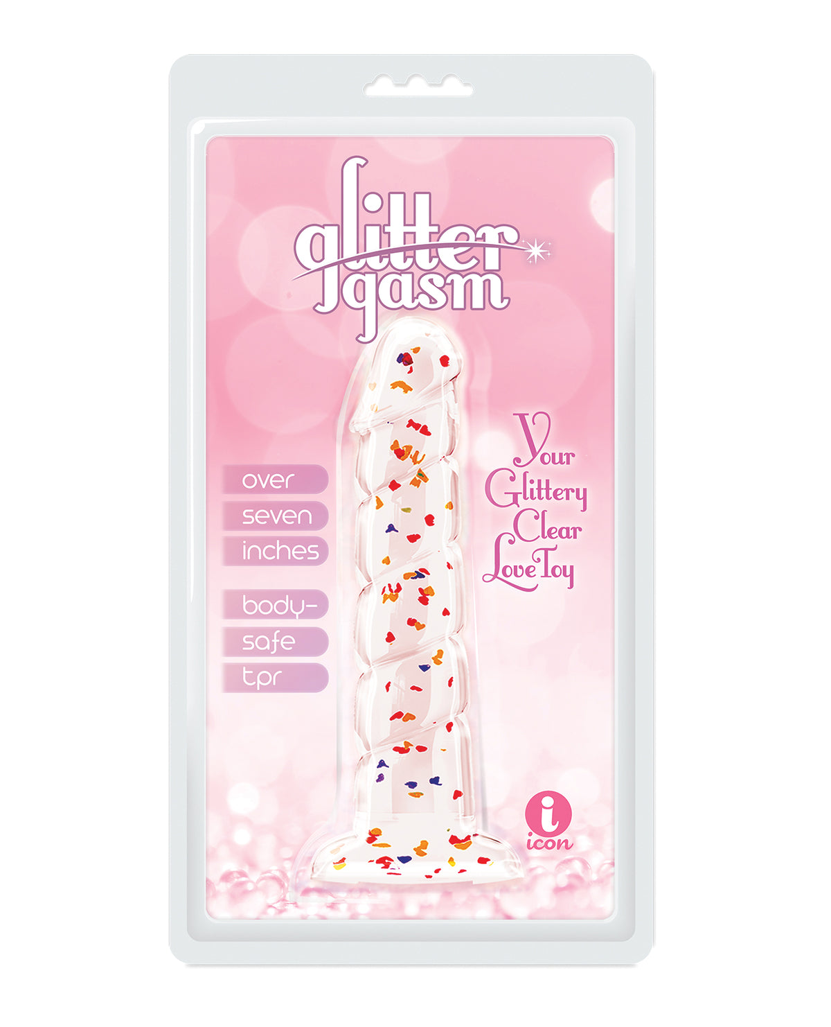 Glittergasm 7.5" Swirls Dildo - Red/Gold/Orange