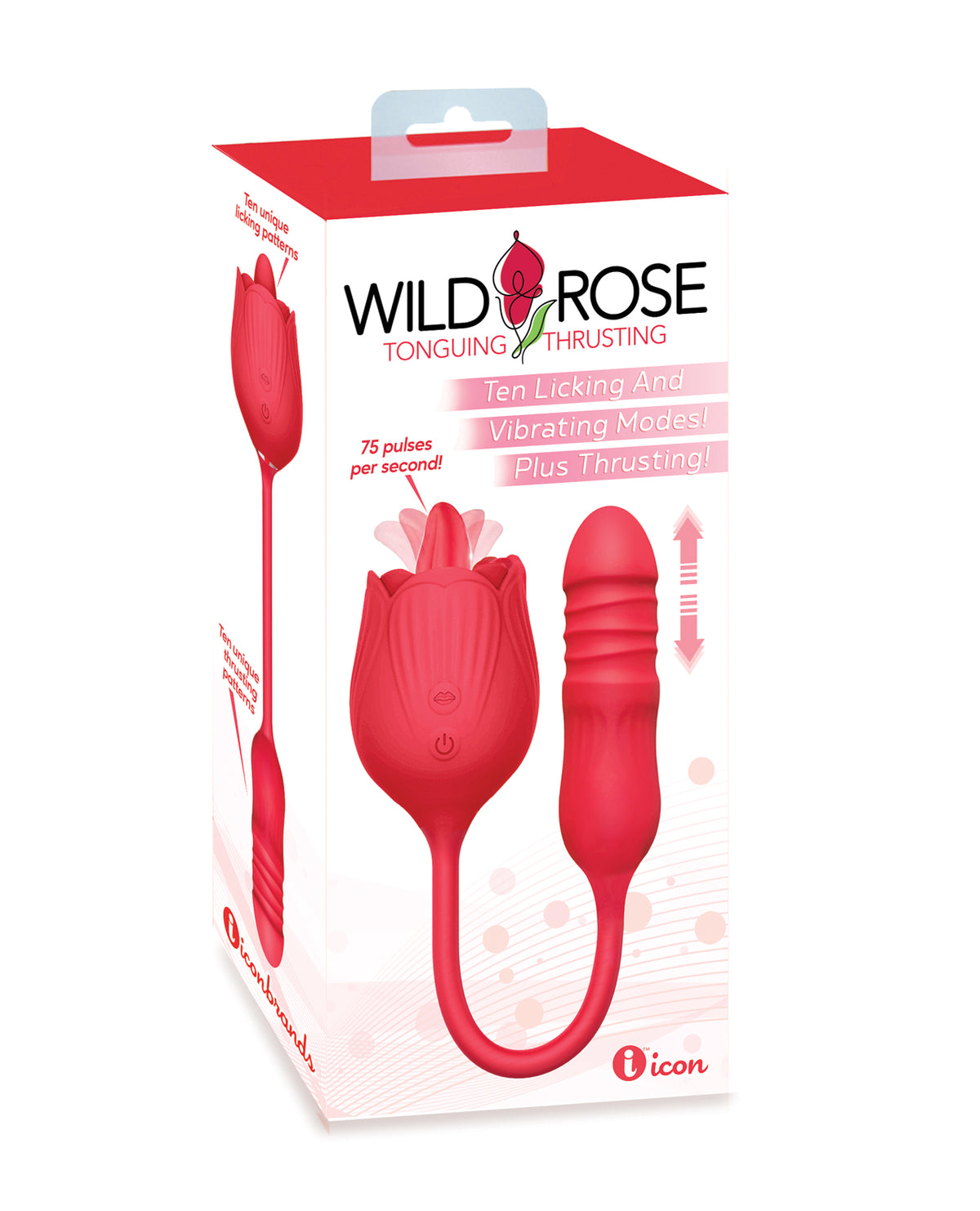 Wild Rose Licking & Thrusting Vibrator - Red