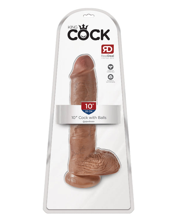 King Cock 10" Cock w/Balls - Tan
