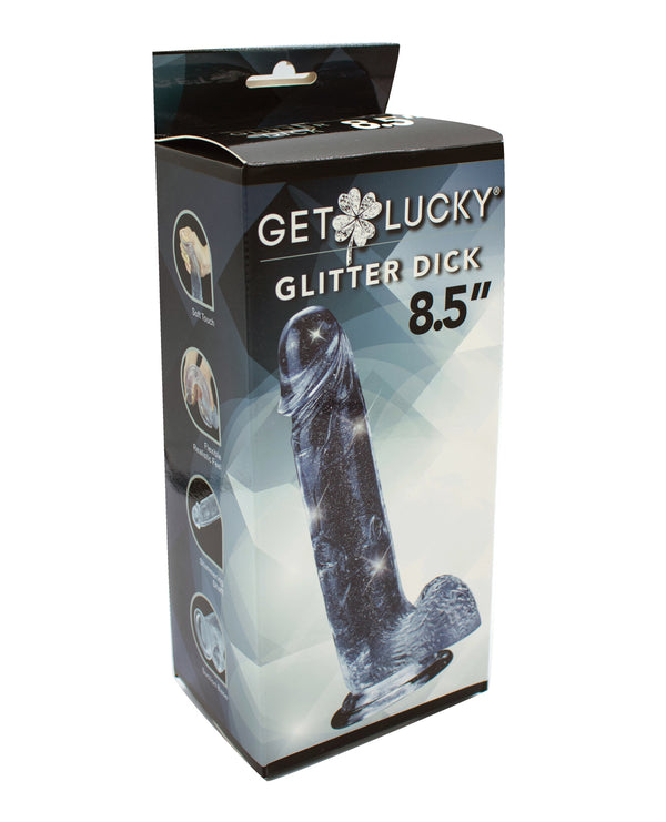 Get Lucky 8.5" Real Skin Glitter Dick - Clear