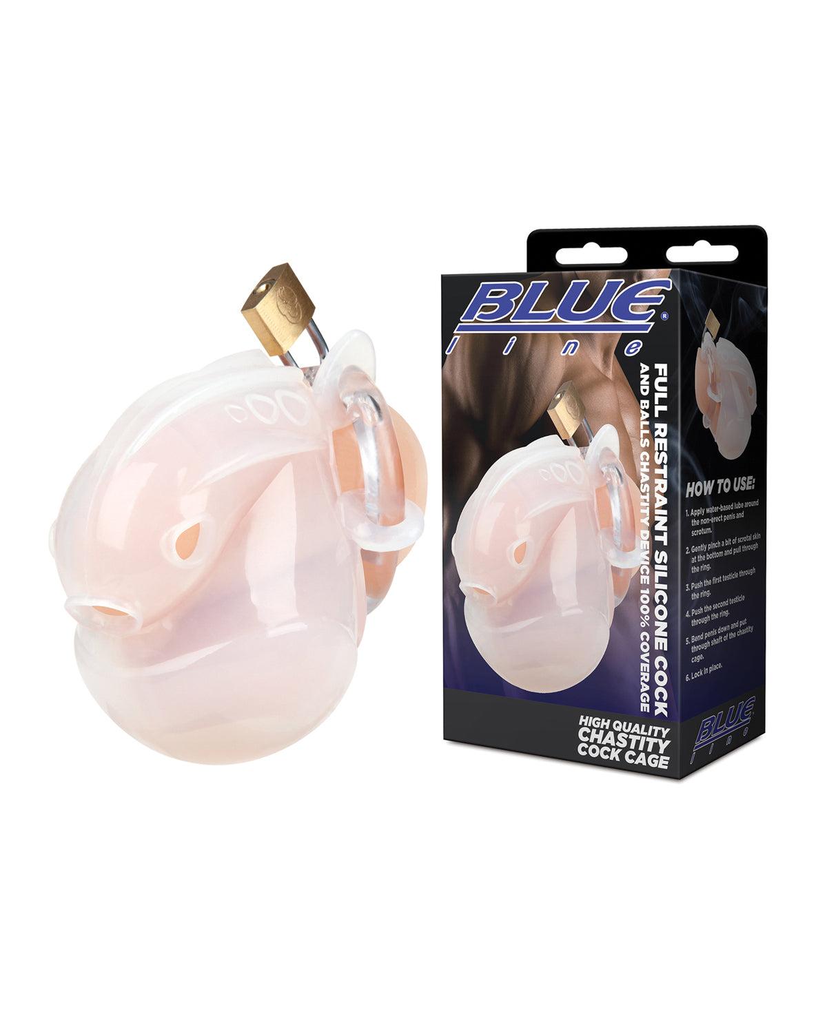 Full Restraint Silicone Cock & Balls Chastity Device - 100% Coverage White