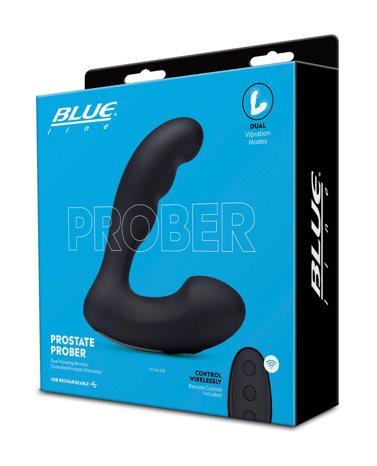 Blue Line Vibrating Prostate Prober w/Remote - Black