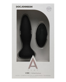  A Play Rechargeable Silicone Adventurous Anal Plug w/Remote - Black