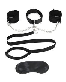  Lux Fetish Collar Cuffs & Leash Set - Removable
