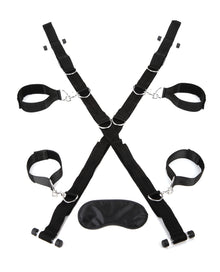  Lux Fetish Over the Door Cross w/4 Universal Soft Restraint Cuffs