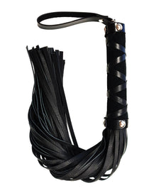  Rouge Short Leather Flogger w/Studs - Black