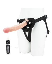  Lux Fetish 8.5" Realistic Vibrating Dildo w/Strap On Harness Set
