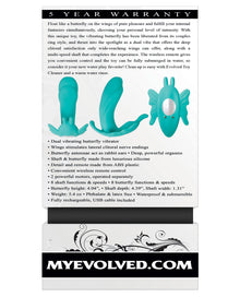  Evolved The Butterfly Effect Rechargeable Dual Stim - Teal