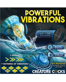  Creature Cocks Sea Stallion Vibrating Dildo w/ Remote - Blue/Yellow
