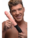 Master Series 8X Auto Pounder Vibrating & Thrusting Dildo w/Handle - Flesh
