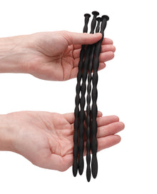  Shots Ouch Advanced Urethral Sounding Silicone Spiral Plug Set - Black