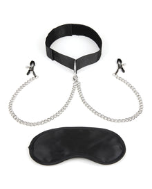  Lux fetish Collar & Nipple Clamps w/Adjustable Pressure Clamps