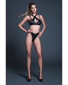 Allure Temptation Latex Look Vinyl and Mesh Harness Bra & Panty - Black MD