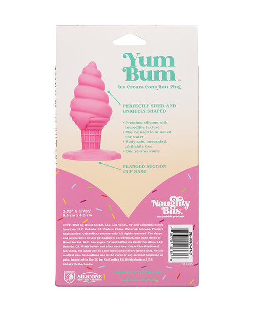 Naughty Bits Yum Bum Ice Cream Cone Butt Plug - Pink