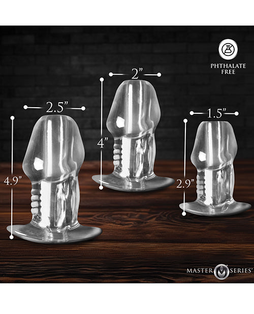 Master Series - Dicked Clear Hollow Anal Plug 3 pc Set