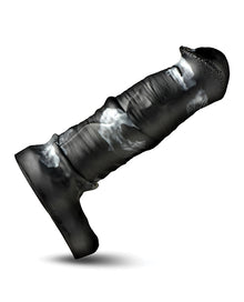  Creature Cocks Stallion 1.5" Silicone Penis Extension - Black/Silver - Extra Large