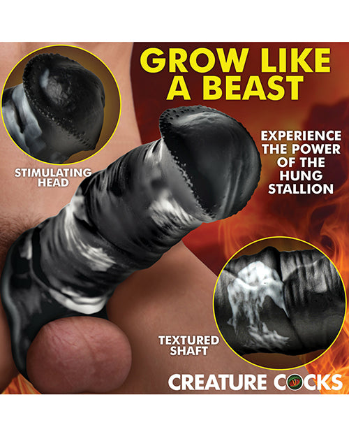 Creature Cocks Stallion 1" Silicone Penis Extension - Black/Silver Large