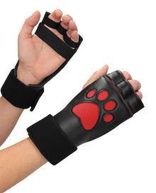  Shots Ouch Puppy Play Paw Cut-Out Gloves - Red
