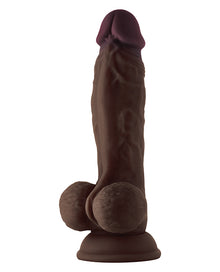  Shaft Model A Flexskin Liquid Silicone 9.5" Dong w/Balls - Mahogany