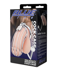  Blue Line Cock Cage w/Anal Stimulator - Silver