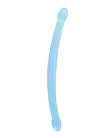  Shots RealRock Crystal Clear 17" Double Dildo - Blue