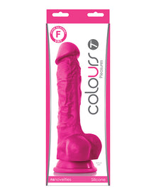  Colours Pleasures 7" Dong w/Balls & Suction Cup - Pink