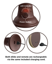  King Cock Elite 9" Dual Density Vibrating Silicone Cock w/Remote - Brown