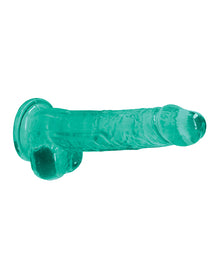  Shots RealRock Realistic Crystal Clear 8" Dildo w/Balls - Turquoise