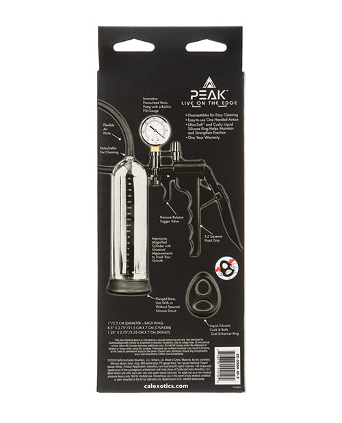 Peak Magnified Gauged Penis Pump System w/Cock & Ball Ring - Black